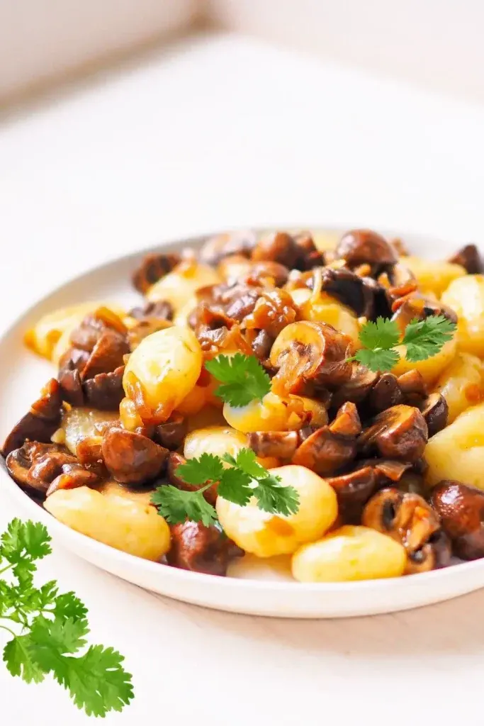 Schnelles Gnocchi Rezept mit Champignons und Zwiebeln